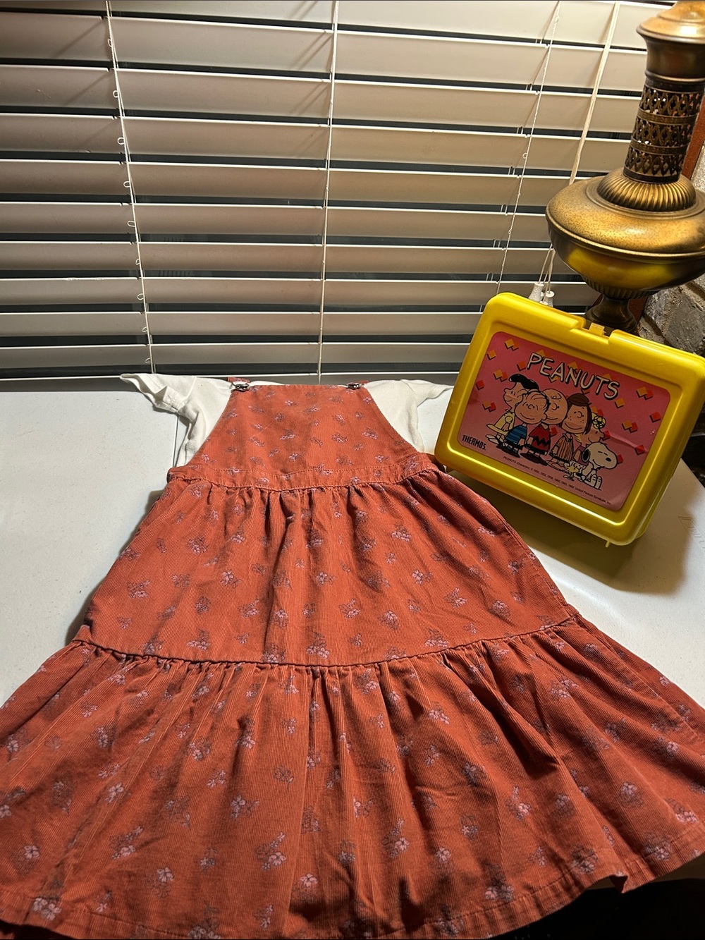 H&M Rust Floral Tiered Pinafore Dress